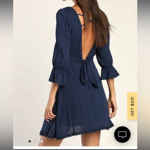 Navy blue strappy back mini dress